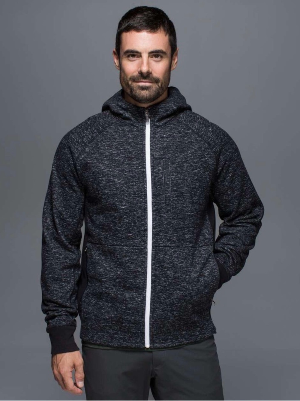 LULULEMON EUC SIZE XL MEN’S BEST COAST HOODIE/ Needles texture white & Black